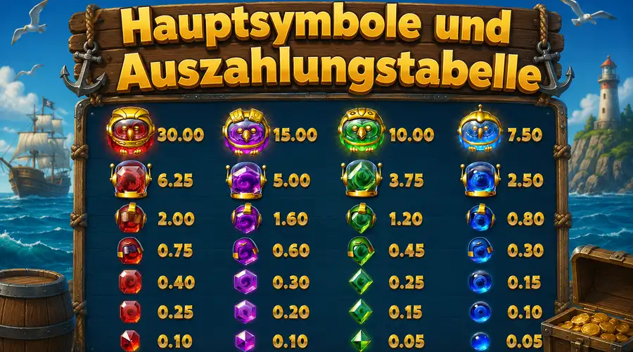 Hauptsymbole und Auszahlungstabelle